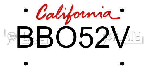 BBO52V California License Plate