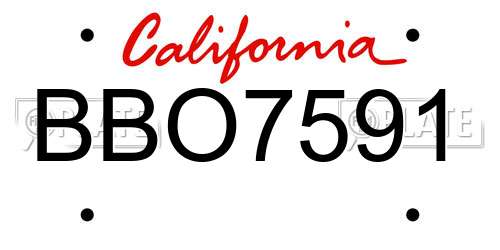 BBO7591 California License Plate