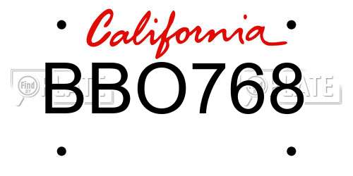 BBO768 California License Plate