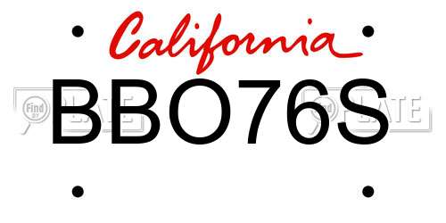 BBO76S California License Plate