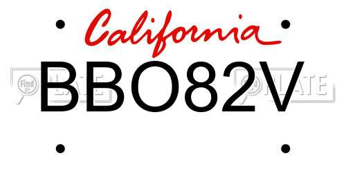 BBO82V California License Plate