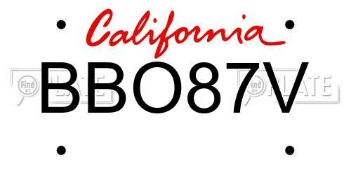 BBO87V California License Plate