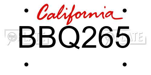 BBQ265 California License Plate