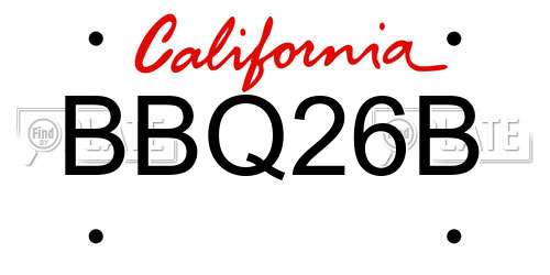 BBQ26B California License Plate