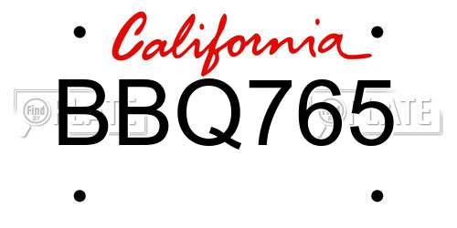 BBQ765 California License Plate