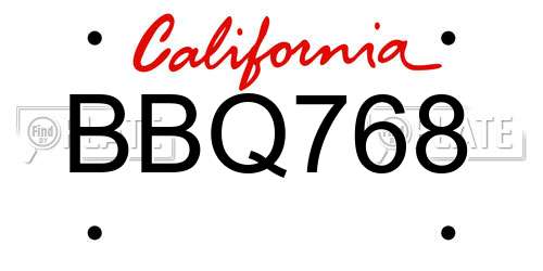 BBQ768 California License Plate