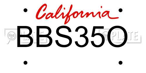 BBS35O California License Plate