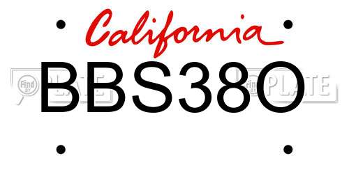 BBS38O California License Plate