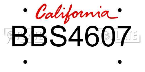 BBS4607 California License Plate