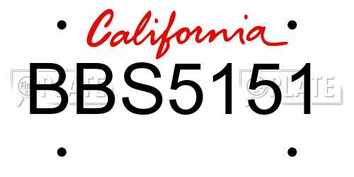 BBS5151 California License Plate