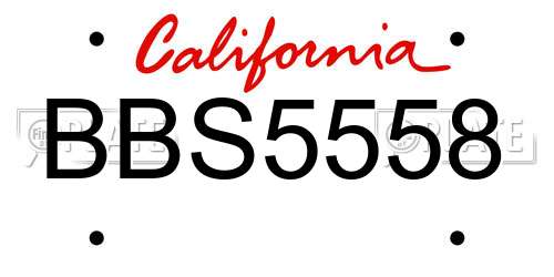 BBS5558 California License Plate
