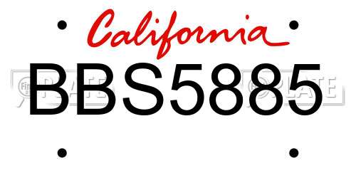 BBS5885 California License Plate