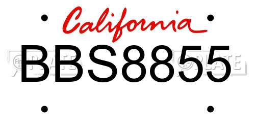 BBS8855 California License Plate