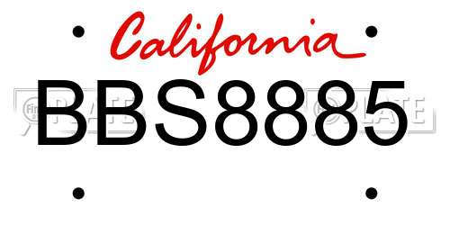 BBS8885 California License Plate