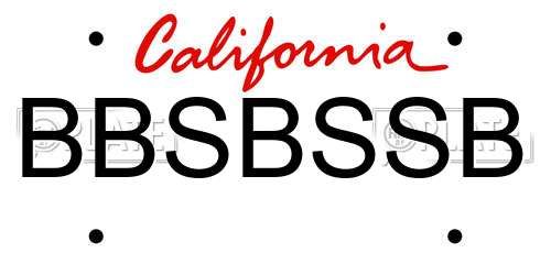 BBSBSSB California License Plate