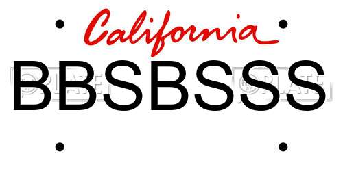 BBSBSSS California License Plate