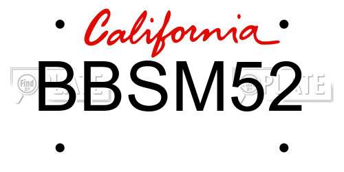 BBSM52 California License Plate