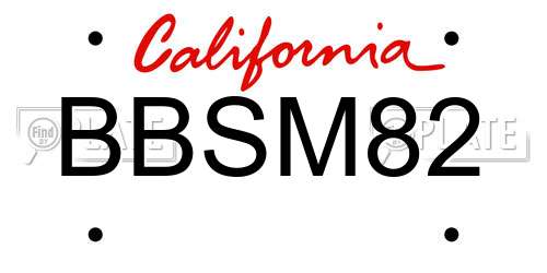 BBSM82 California License Plate