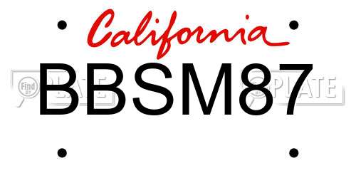 BBSM87 California License Plate