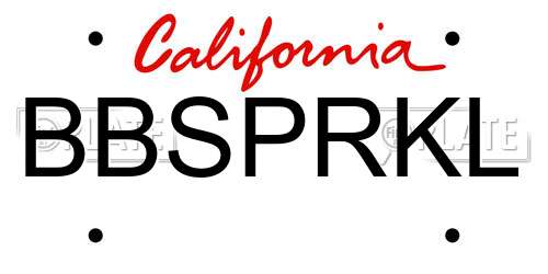 BBSPRKL California License Plate