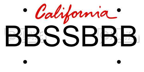 BBSSBBB California License Plate