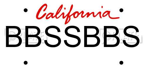 BBSSBBS California License Plate
