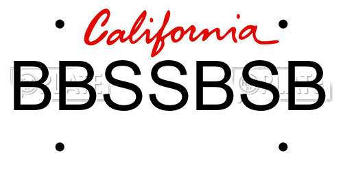 BBSSBSB California License Plate
