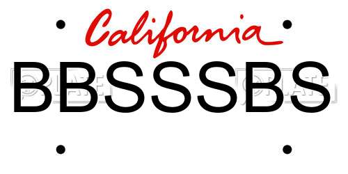 BBSSSBS California License Plate