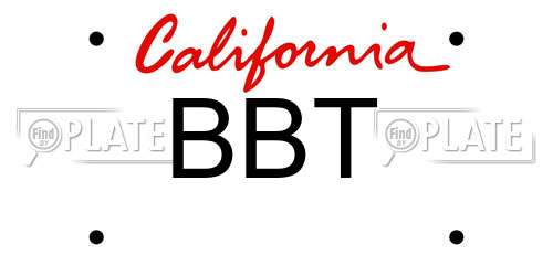 BBT California License Plate