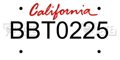 BBT0225 California License Plate