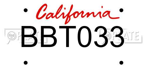 BBT033 California License Plate