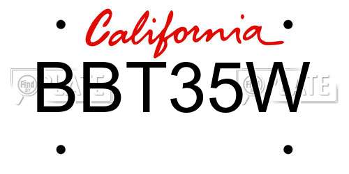 BBT35W California License Plate