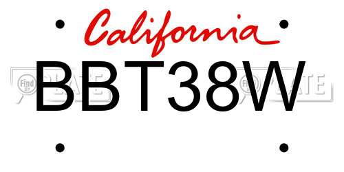 BBT38W California License Plate