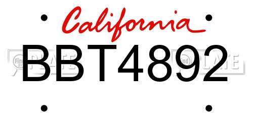 BBT4892 California License Plate