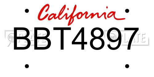BBT4897 California License Plate