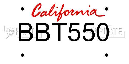 BBT550 California License Plate