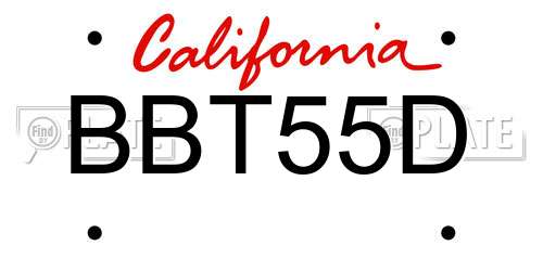 BBT55D California License Plate