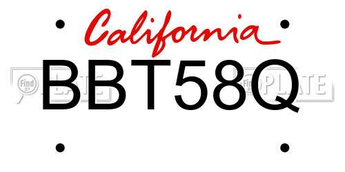 BBT58Q California License Plate