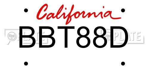 BBT88D California License Plate