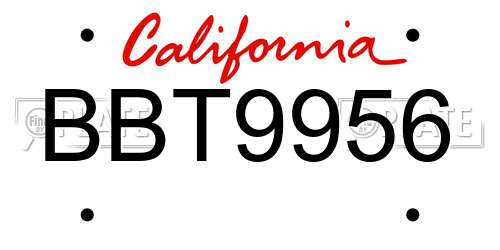 BBT9956 California License Plate