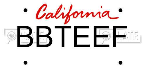 BBTEEF California License Plate