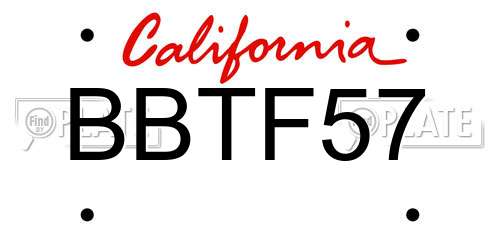 BBTF57 California License Plate