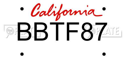 BBTF87 California License Plate