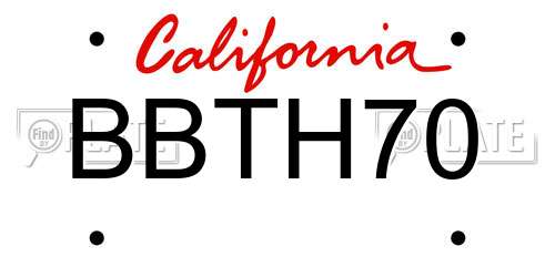 BBTH70 California License Plate
