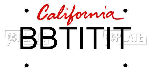 BBTITIT California License Plate