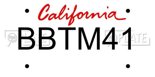 BBTM41 California License Plate