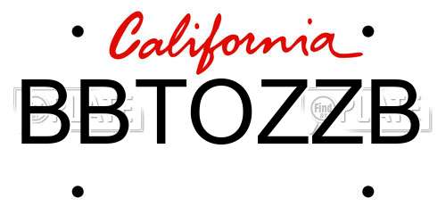 BBTOZZB California License Plate