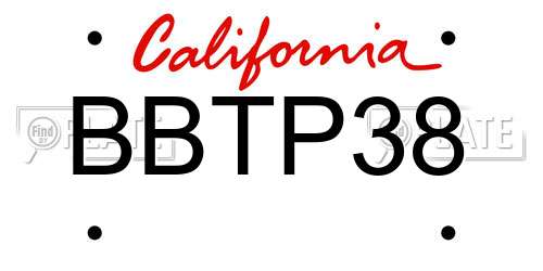 BBTP38 California License Plate