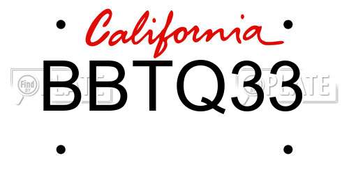 BBTQ33 California License Plate