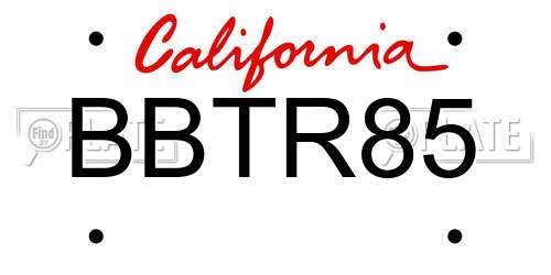 BBTR85 California License Plate